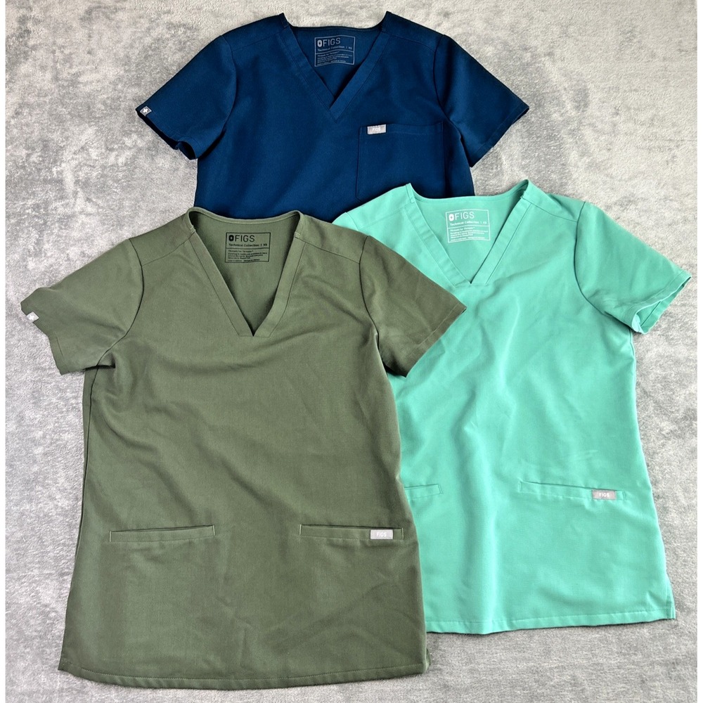 Figs Technical Collection Set Of 3 Women's Casma 3-Pocket Top Size XS FW1100‎